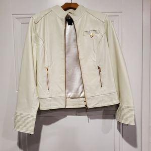 White medium leather jacket